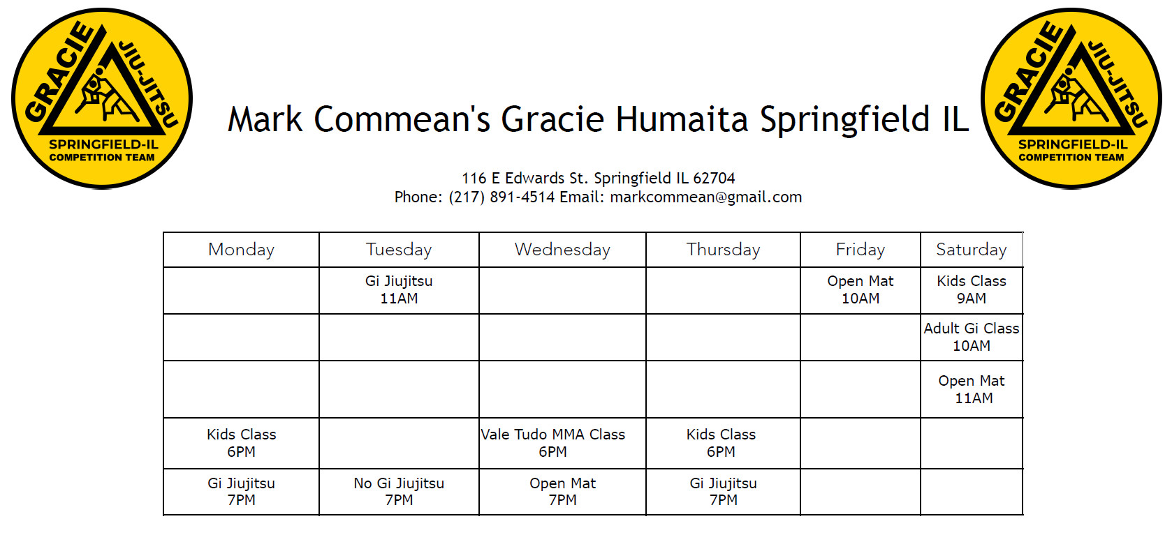 Image of class schedule